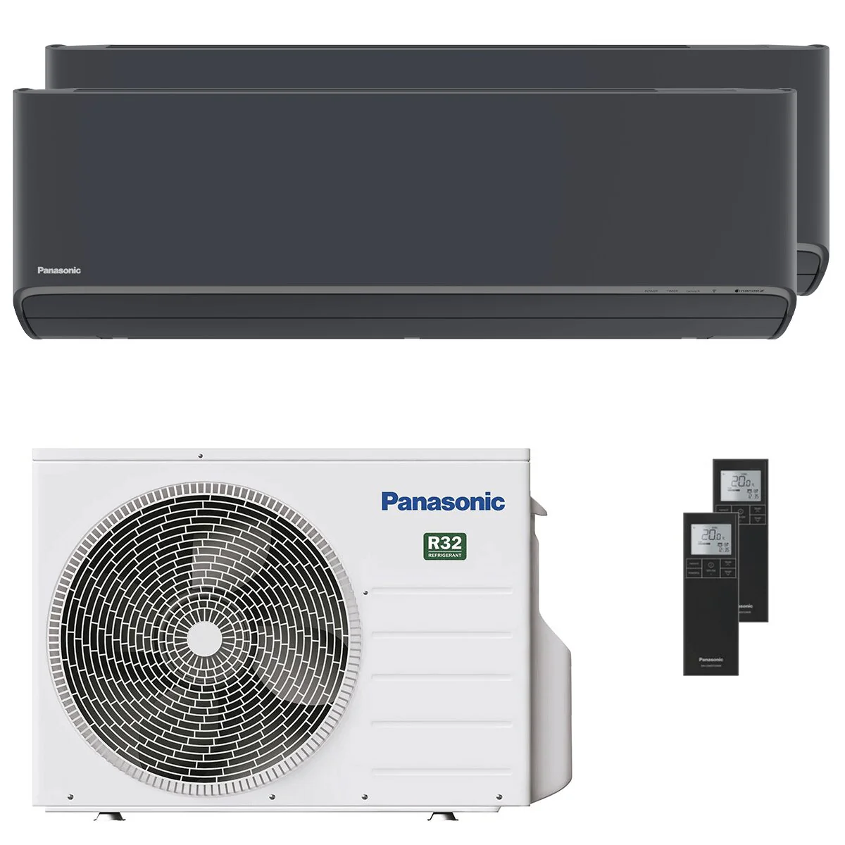 Condizionatore Panasonic Etherea dual split 9000+12000 BTU inverter A+++ wifi unità esterna 5 kW grigio grafite