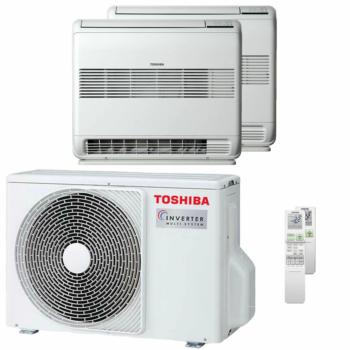 Condizionatore Toshiba Console J2 dual split 9000+9000 BTU inverter A++ unità esterna 5,2 kW