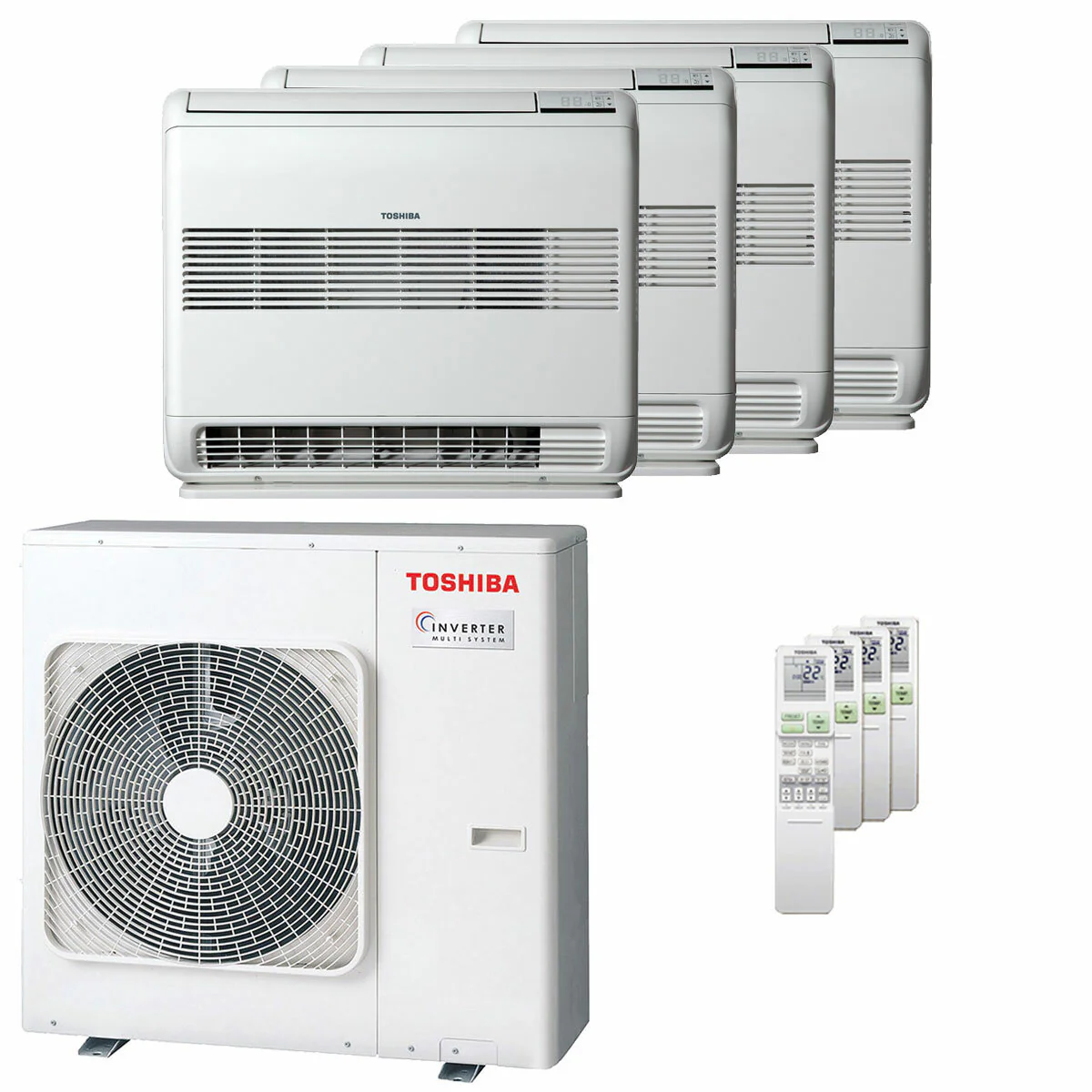 Condizionatore Toshiba Console J2 quadri split 9000+9000+12000+12000 BTU inverter A++ unità esterna 8 kW