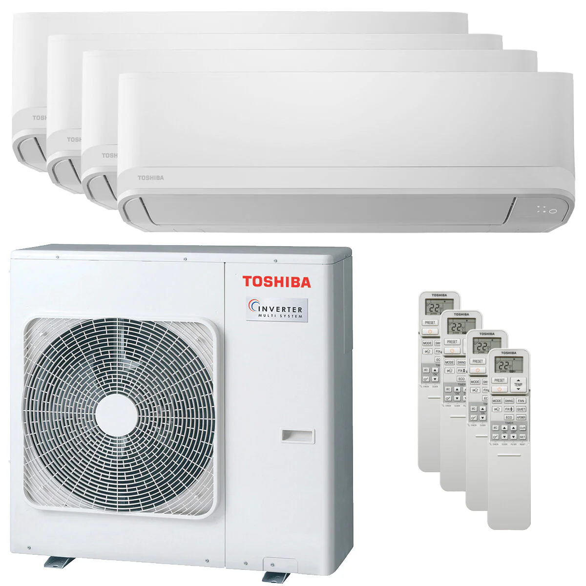 Condizionatore Toshiba Seiya Smart quadri split 7000+7000+7000+7000 BTU inverter A++ wifi unità esterna 8 kW