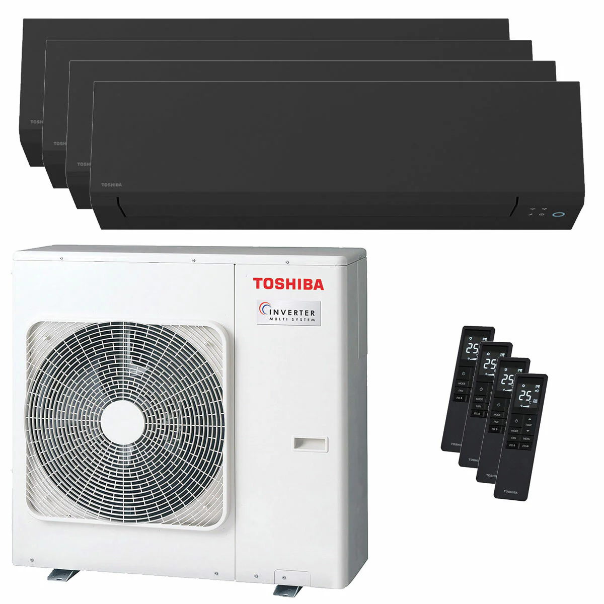 Condizionatore Toshiba SHORAI Edge Black quadri split 9000+9000+12000+12000 BTU inverter A++ wifi unità esterna 8 kW
