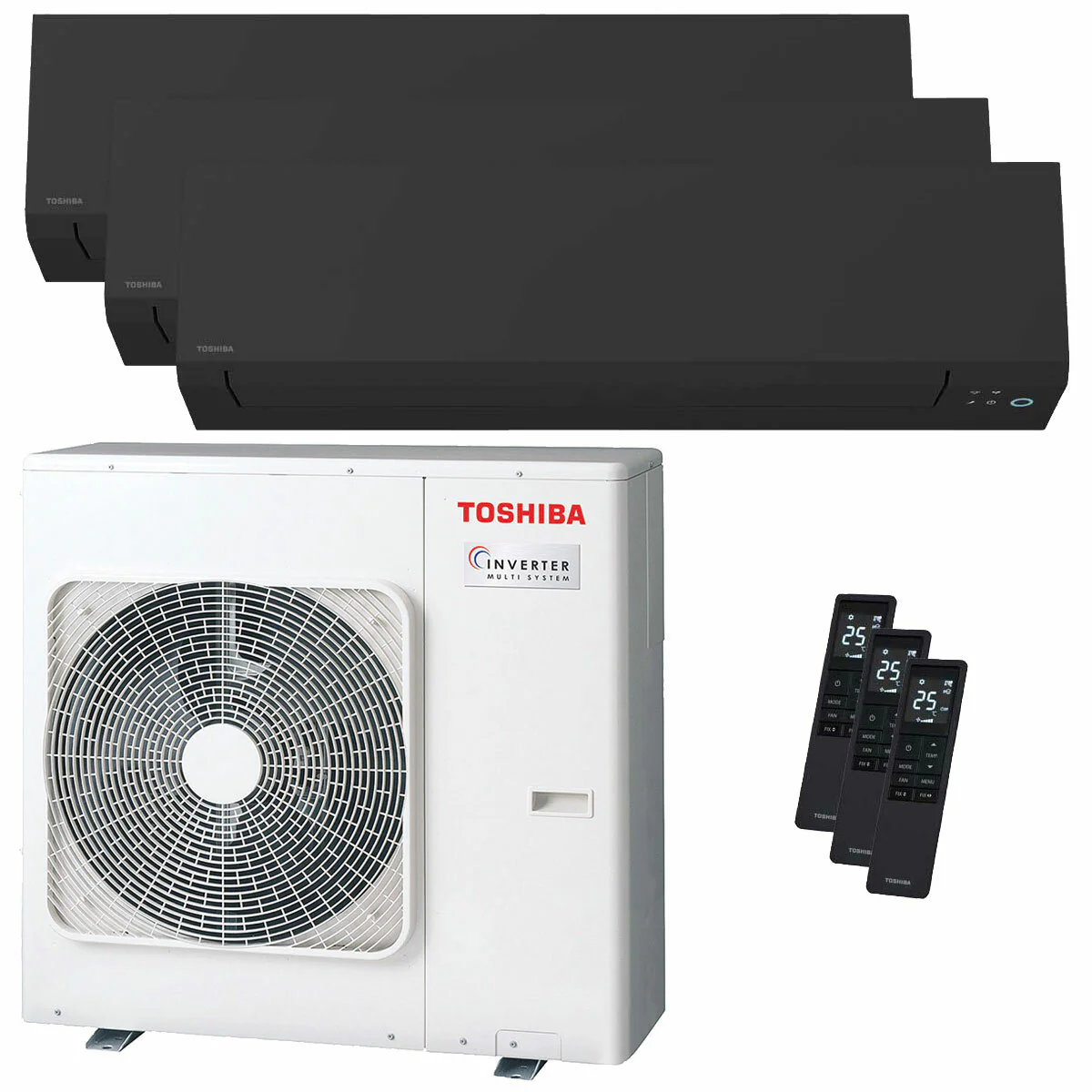 Condizionatore Toshiba SHORAI Edge Black trial split 7000+12000+18000 BTU inverter A++ wifi unità esterna 10 kW