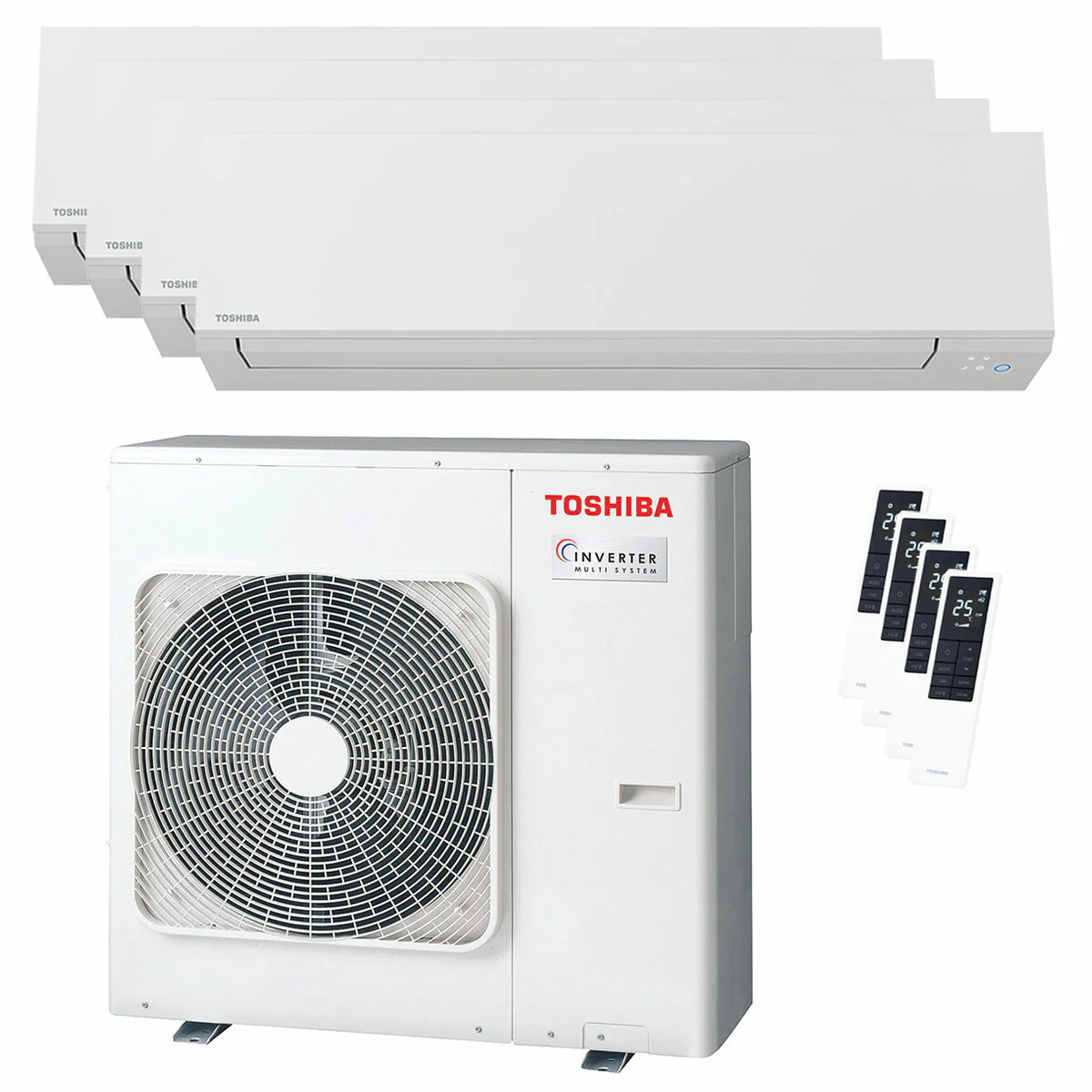 Condizionatore Toshiba SHORAI Edge White quadri split 5000+5000+9000+12000 BTU inverter A++ wifi unità esterna 8 kW
