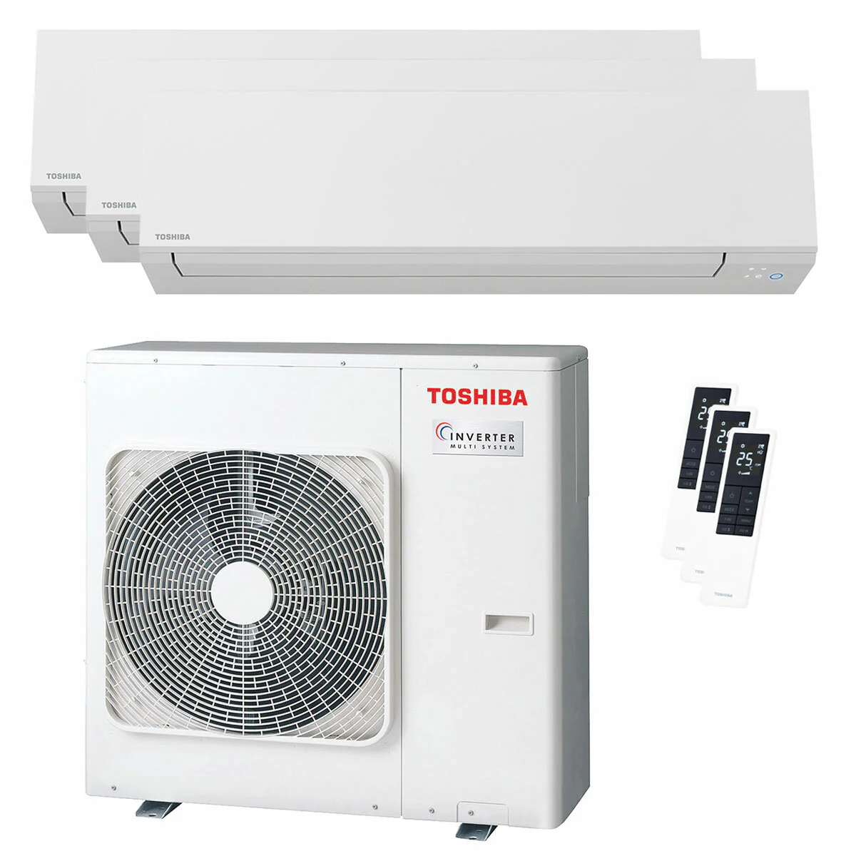 Condizionatore Toshiba SHORAI Edge White trial split 9000+12000+12000 BTU inverter A+++ wifi unità esterna 7 kW