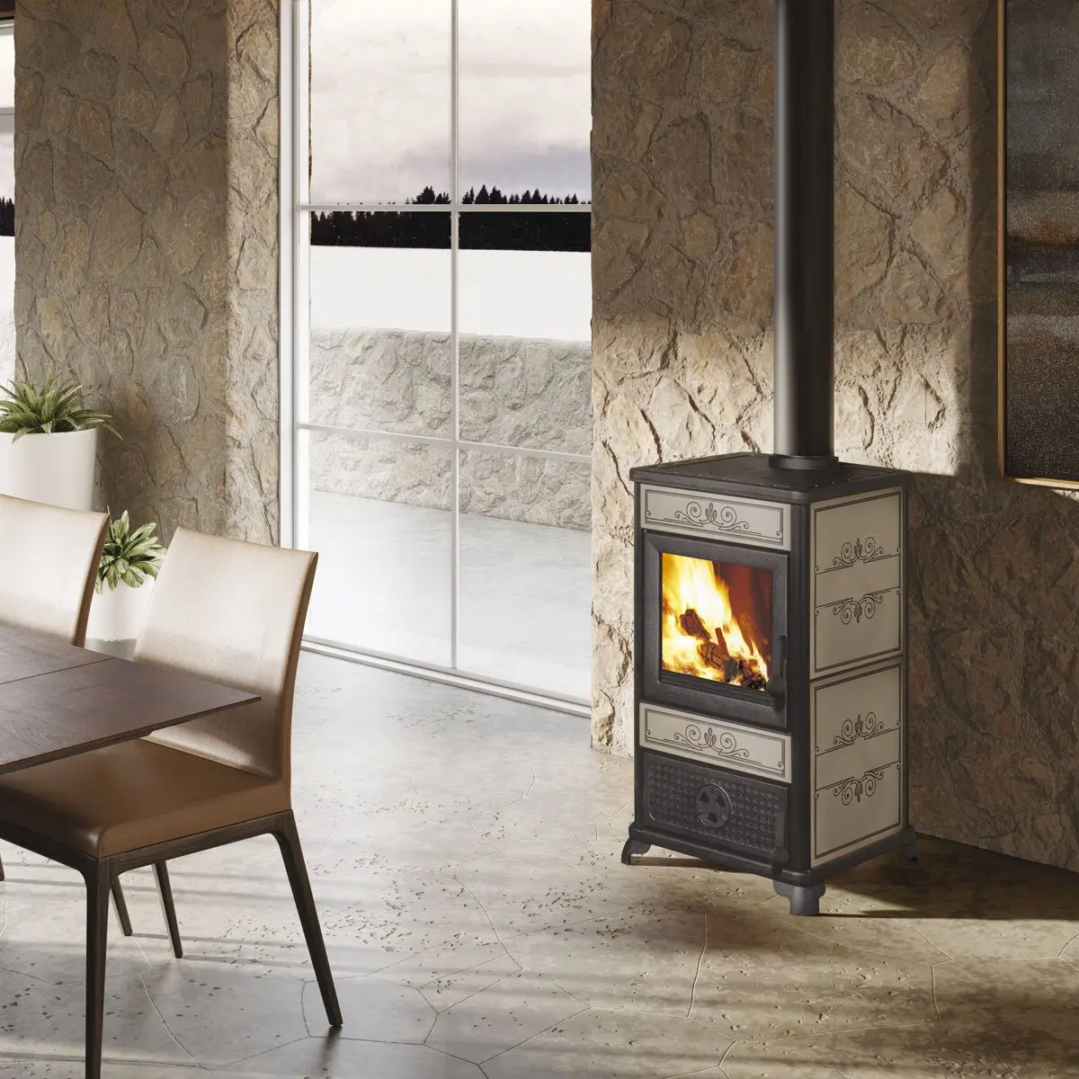 Stufa a legna FANCY EVO EK63 - Gruppo Edilkamin 11 kW ad aria Tortora - Image 2