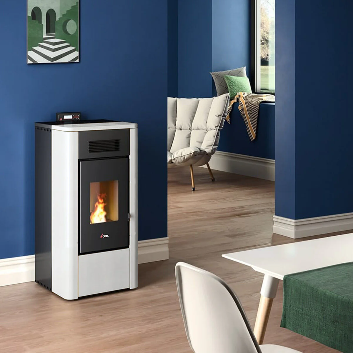 Stufa a pellet Cadel River Idro 16 ad acqua 16,1 kW WiFi Bianco - Image 2