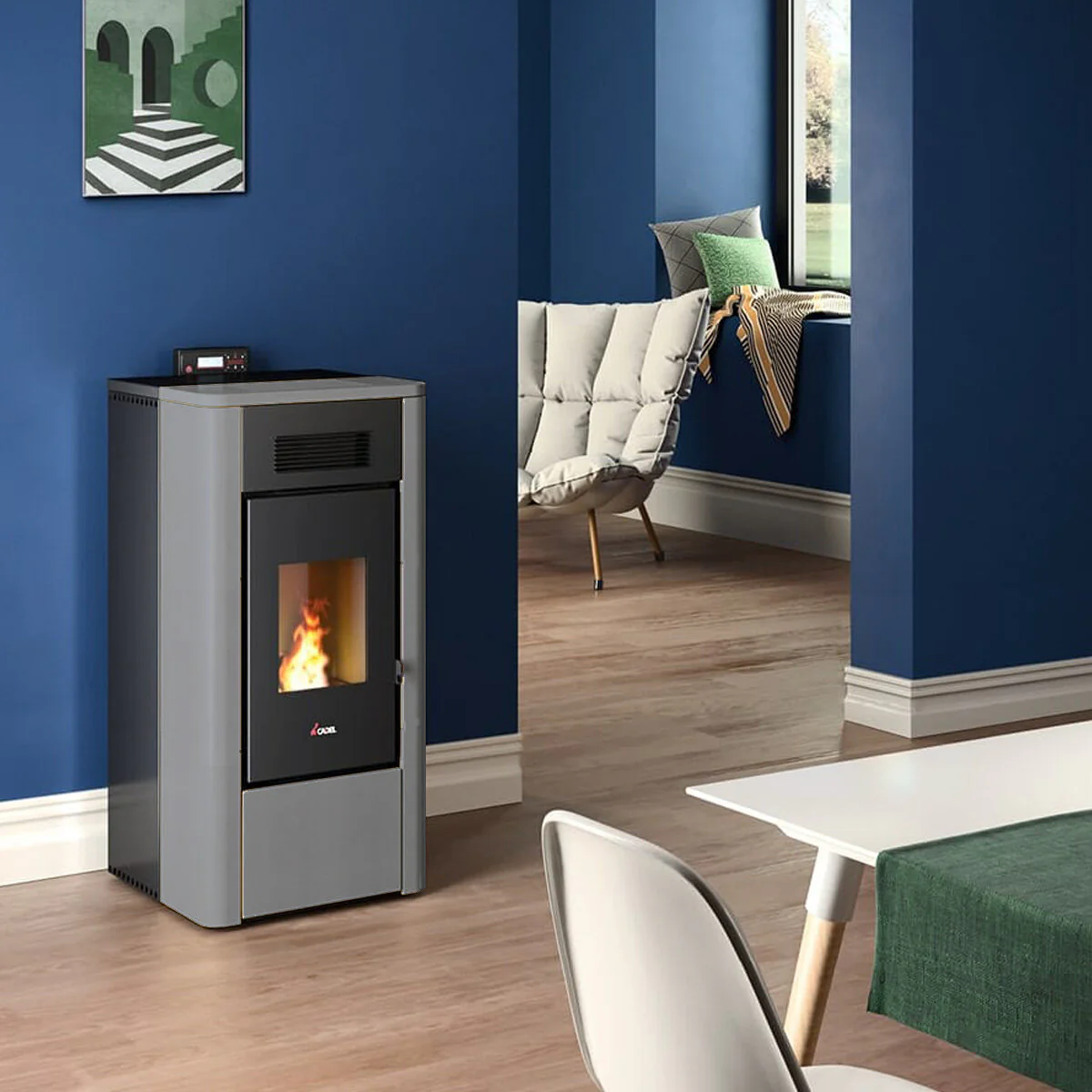 Stufa a pellet Cadel River Idro 16 ad acqua 16,1 kW WiFi Titanium - Image 2